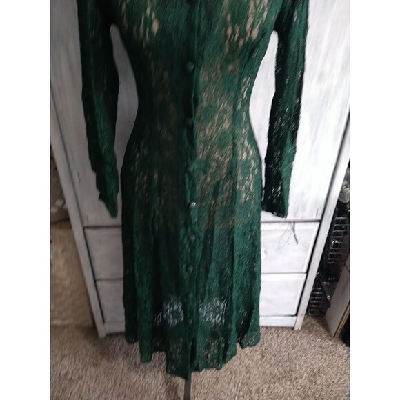 Dawn Joy Lace Embroidered Sheer Dress Green 4p Whimsygoth Vintage Y2K Fairy - Picture 4 of 12